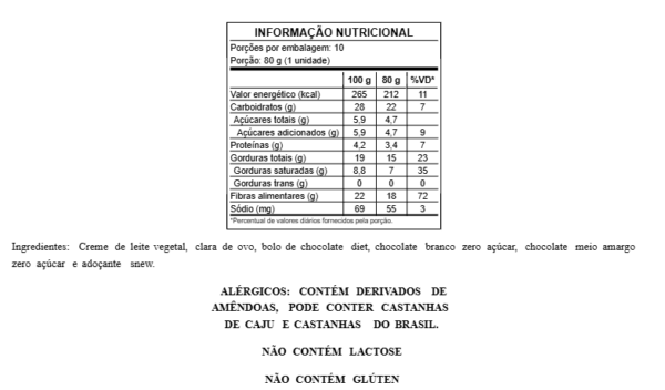 Tabela Nutricional Torta Mousse ZERO1